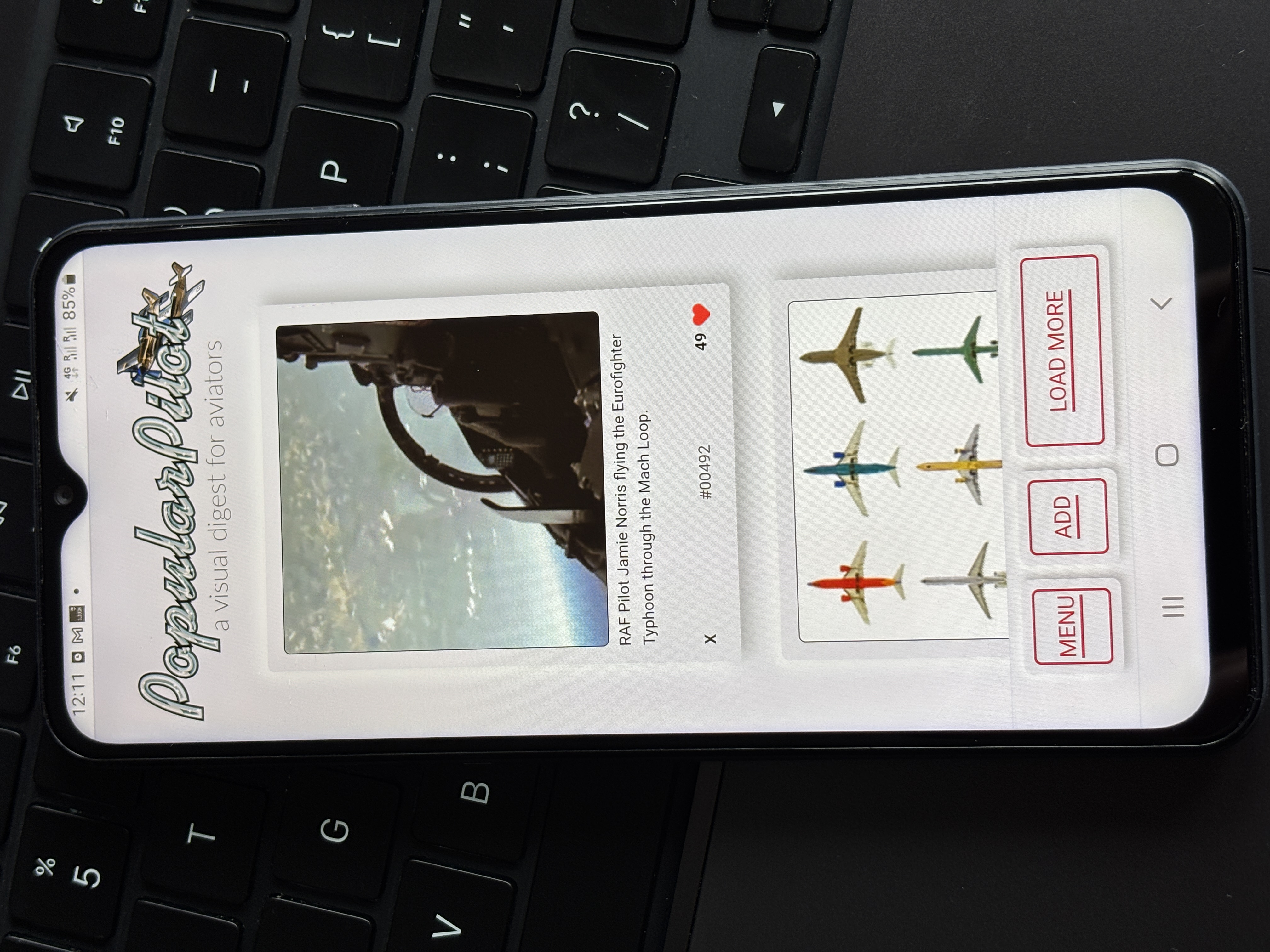 PopularPilot Android app screen 1