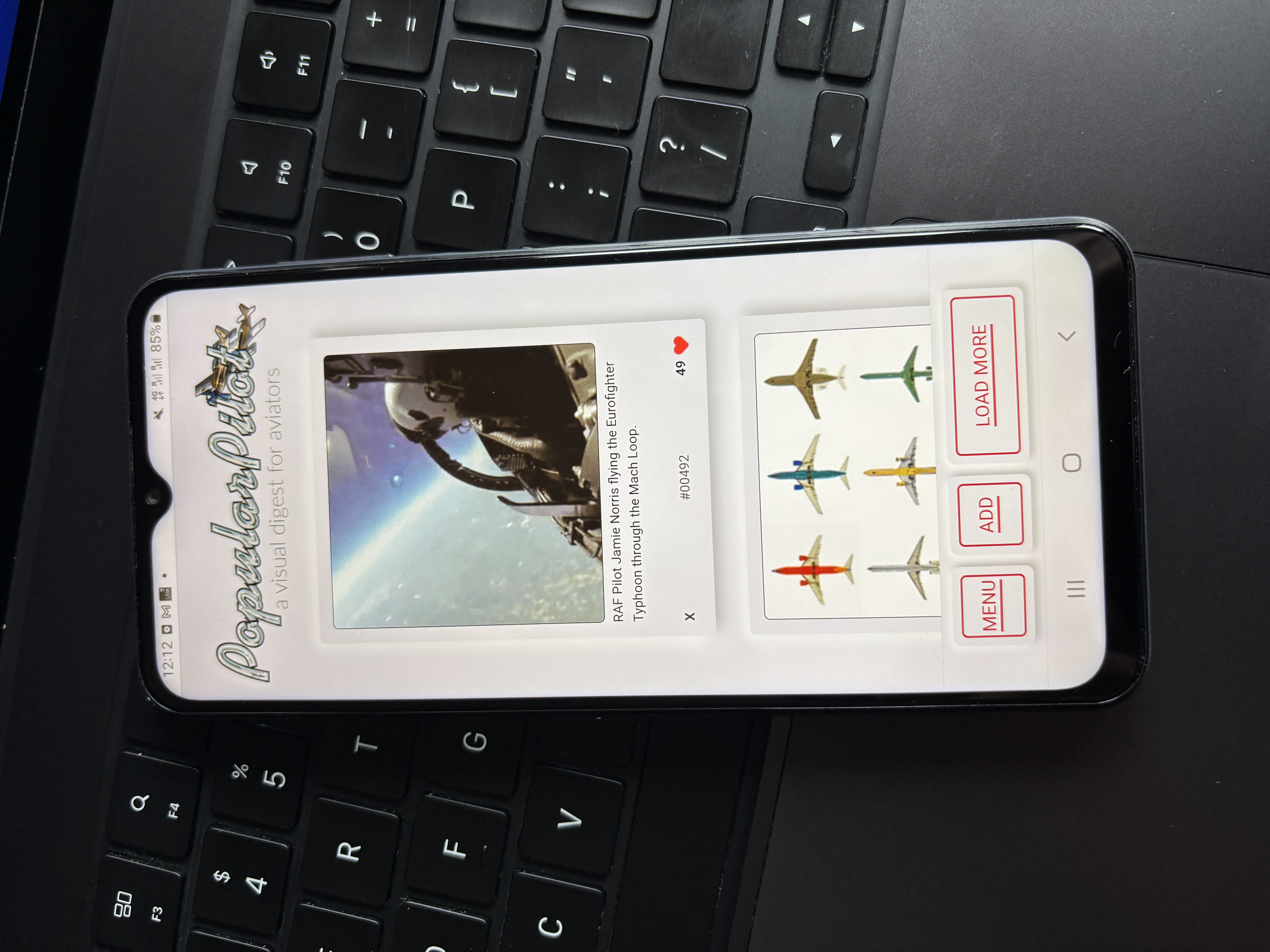PopularPilot Android app screen 2