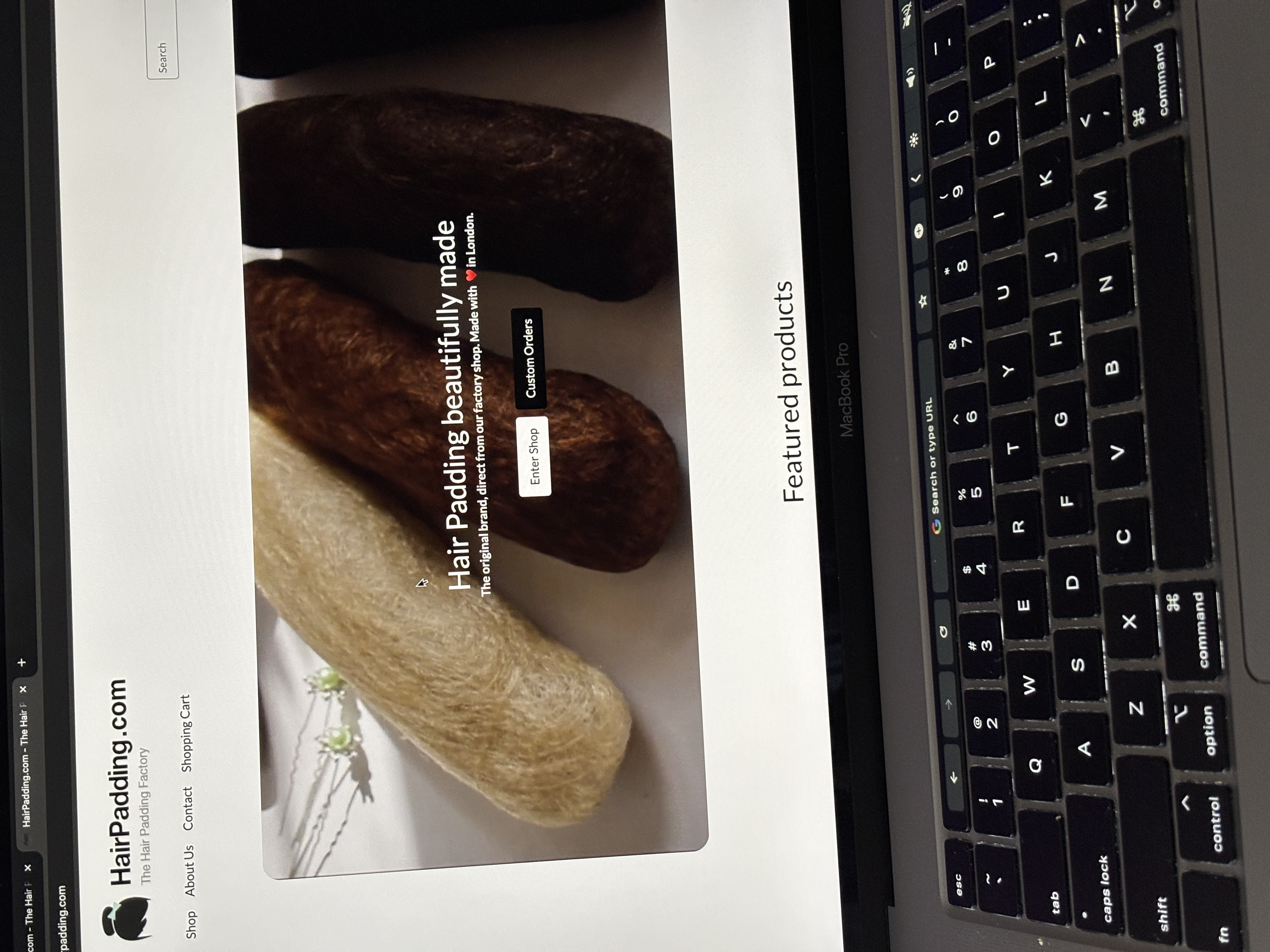 HairPadding website landing section